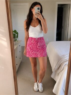 G.H. Bass & Co. Hot Pink Paisley-Print Mini Skirt